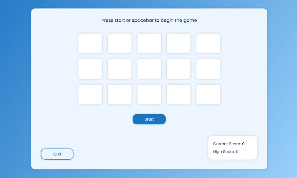 memory game speelveld